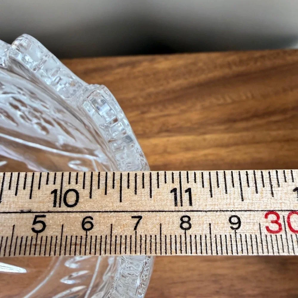 Crystal Clear Industries Flora Yugoslavia Oval Footed Bowl Frosted Rose Crystal